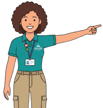 Tour guide pointing to reasons to book